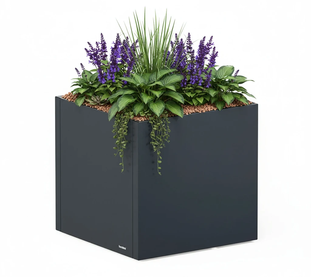 Herstera Garden kovinski cvetlični lonec Cube 3