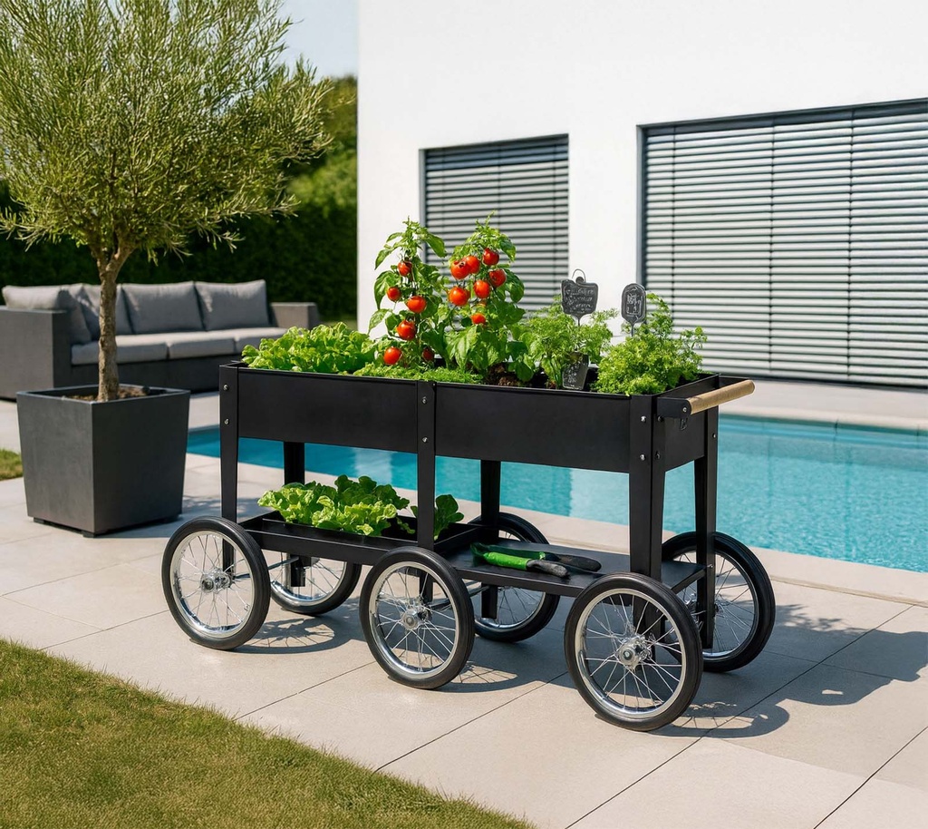 Herstera Garden kovinska visoka greda na kolesih Wheels 6