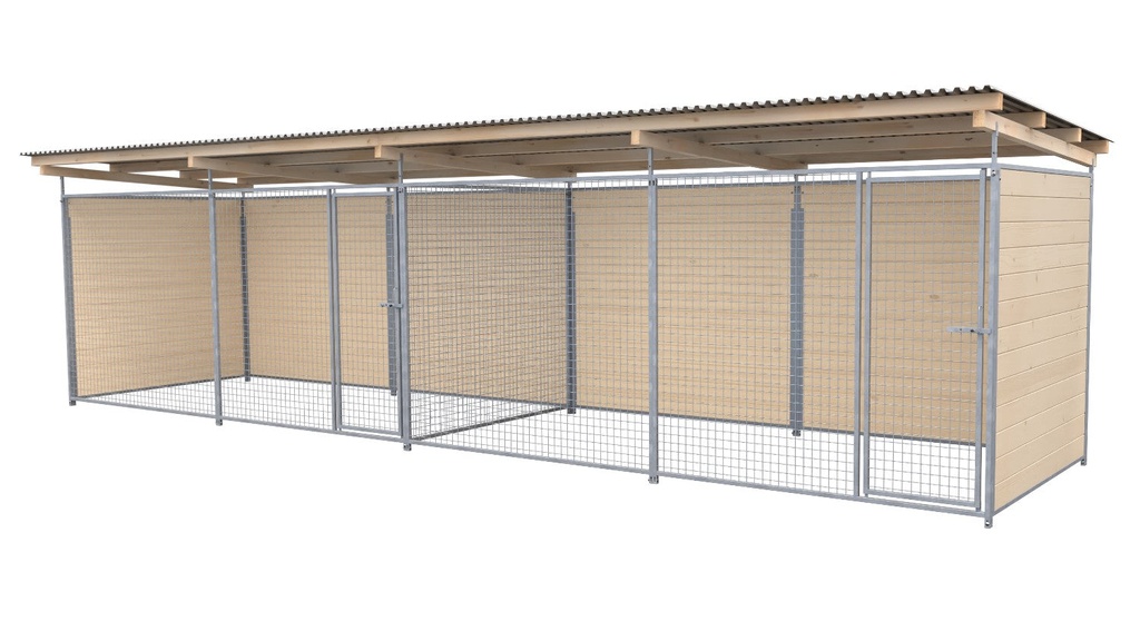 Dvojni pesjak 2 × 6 m, naravni les, mreža 5 × 5 cm