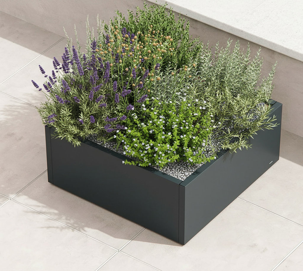 Kovinski cvetlični lonec Cube Low 2