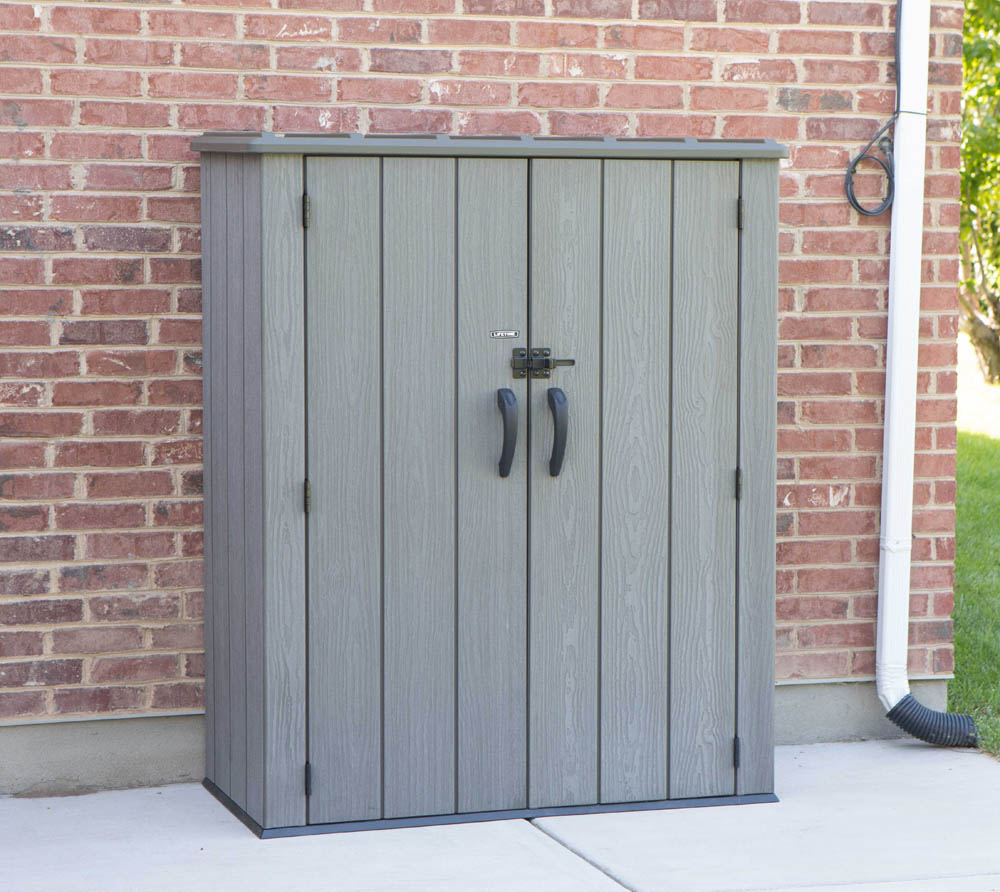 [LB60209] Kunststoff-Gartenschrank für Werkzeuge (136 × 70 × 172 cm)
